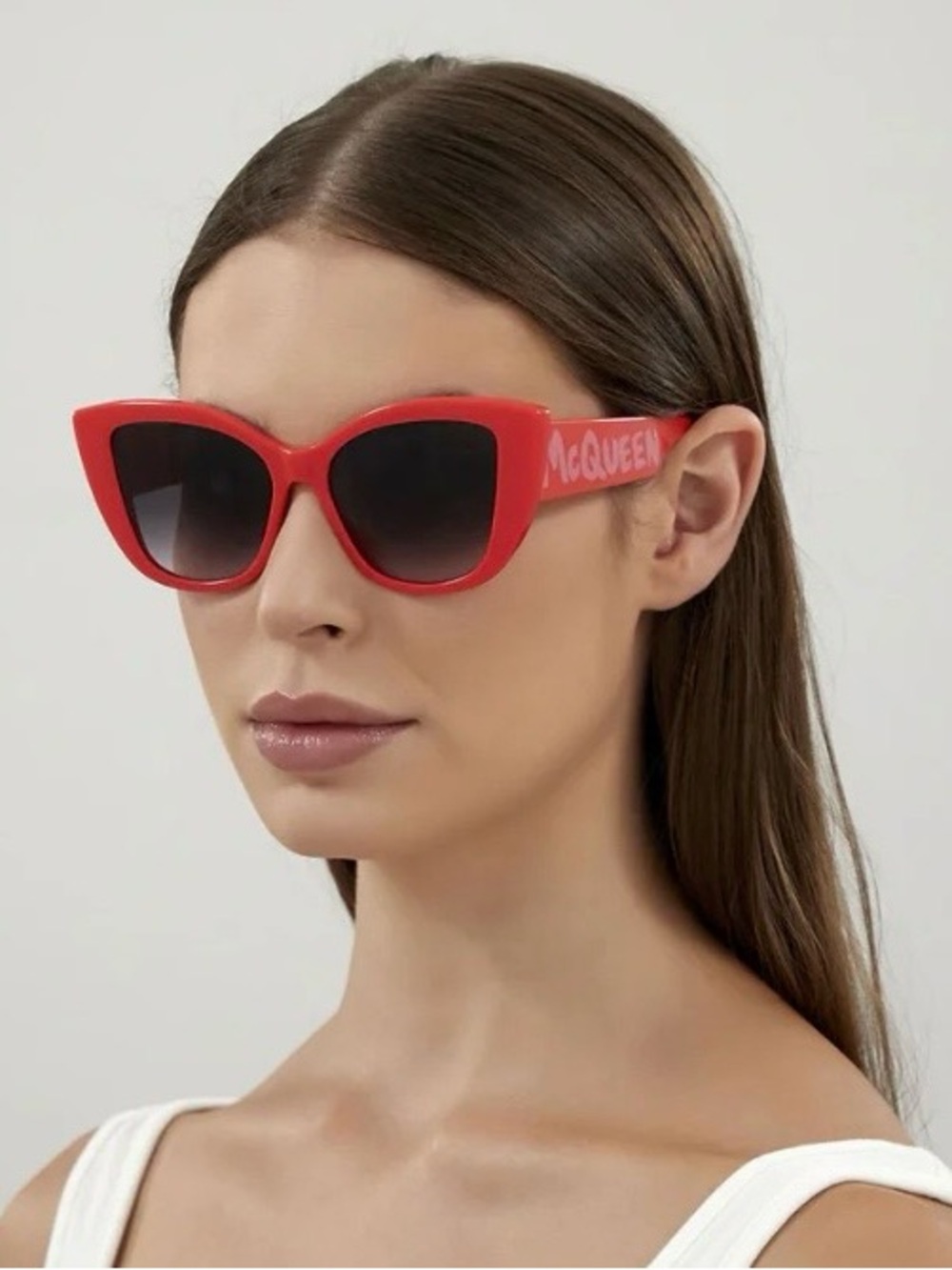 Like new- AUTHENTIC Alexander McQueen Cat Eye Sunglasses- Red